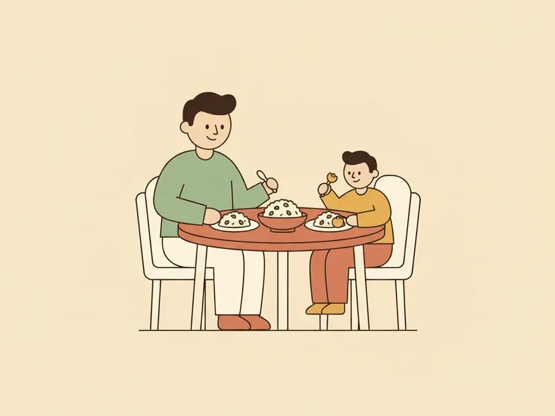 Ilustração de prato com um alimento novo ao lado de um alimento que a criança já aceita.