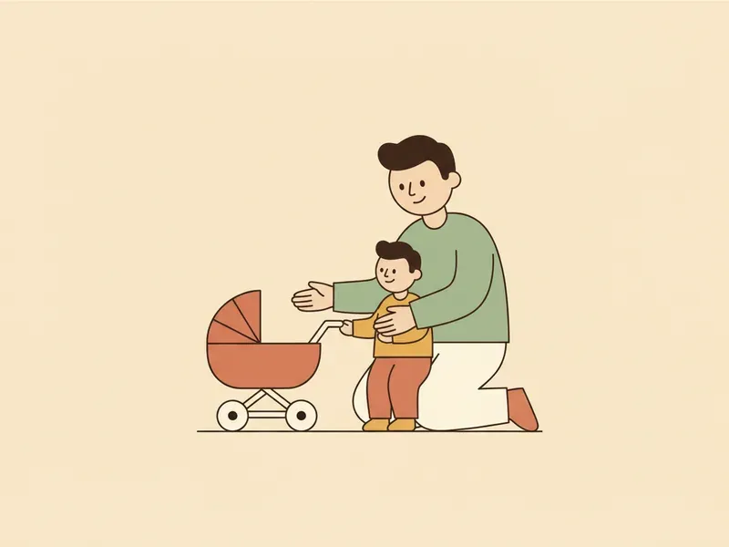 Ilustração de adulto ajoelhado oferecendo duas opções à criança.